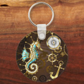 木製の背景(メカニカルシーホース付き) キーホルダー (正面)