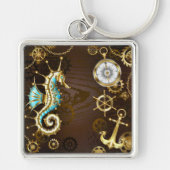 木製の背景(メカニカルシーホース付き) キーホルダー (正面)