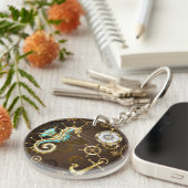 木製の背景(メカニカルシーホース付き) キーホルダー (正面右)