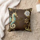 木製の背景(メカニカルシーホース付き) クッション (ブランケット)