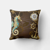 木製の背景(メカニカルシーホース付き) クッション (裏面)