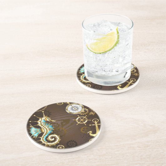 木製の背景(メカニカルシーホース付き) コースター (側面)