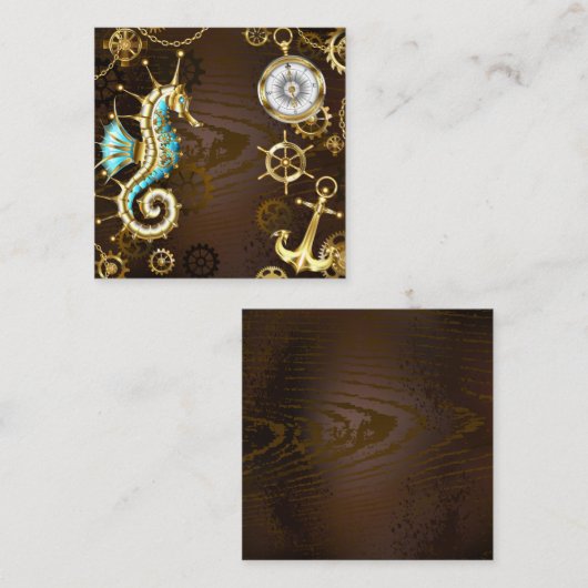 木製の背景(メカニカルシーホース付き) コーリングカード (正面/裏面)