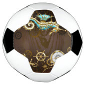 木製の背景（メカニカルシーホース付き） サッカーボール (回転)