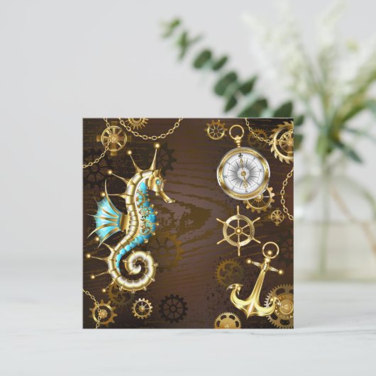 木製の背景(メカニカルシーホース付き) サンキューカード (スタンド正面)