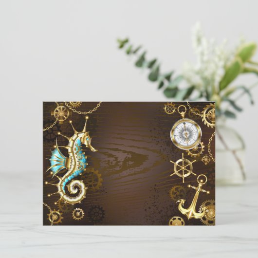 木製の背景(メカニカルシーホース付き) サンキューカード (スタンド正面)