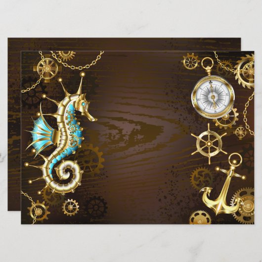 木製の背景(メカニカルシーホース付き) シーズンカード (正面/裏面)