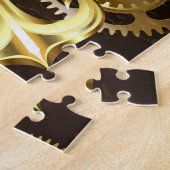 木製の背景(メカニカルシーホース付き) ジグソーパズル (側面)