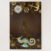 木製の背景(メカニカルシーホース付き) ジグソーパズル (縦)