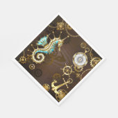 木製の背景(メカニカルシーホース付き) スタンダードランチョンナプキン (角)