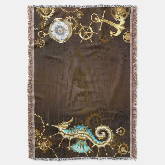 木製の背景(メカニカルシーホース付き) スローブランケット (正面縦)
