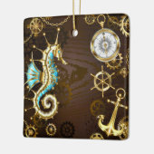 木製の背景(メカニカルシーホース付き) セラミックオーナメント (左)