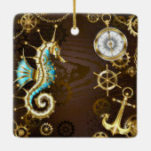 木製の背景(メカニカルシーホース付き) セラミックオーナメント (裏面)