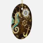 木製の背景(メカニカルシーホース付き) セラミックオーナメント (右)