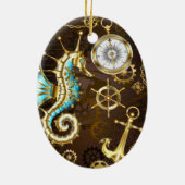 木製の背景(メカニカルシーホース付き) セラミックオーナメント (裏面)