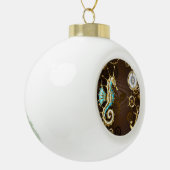 木製の背景(メカニカルシーホース付き) セラミックボールオーナメント (左)