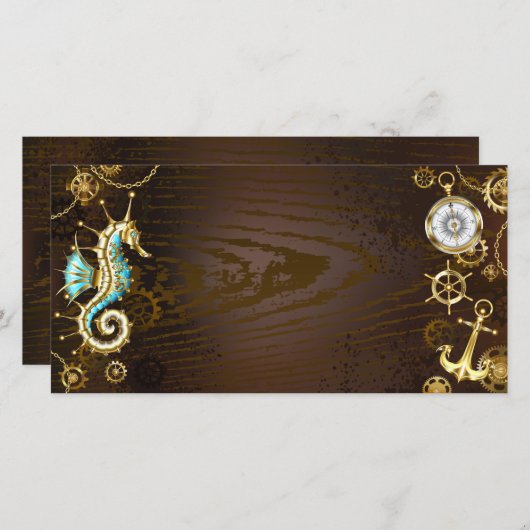 木製の背景(メカニカルシーホース付き) セーブザデート (正面/裏面)