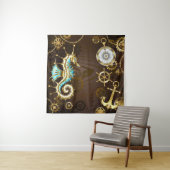 木製の背景(メカニカルシーホース付き) タペストリー (インサイチュ)