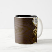 木製の背景(メカニカルシーホース付き) ツートーンマグカップ (正面右)