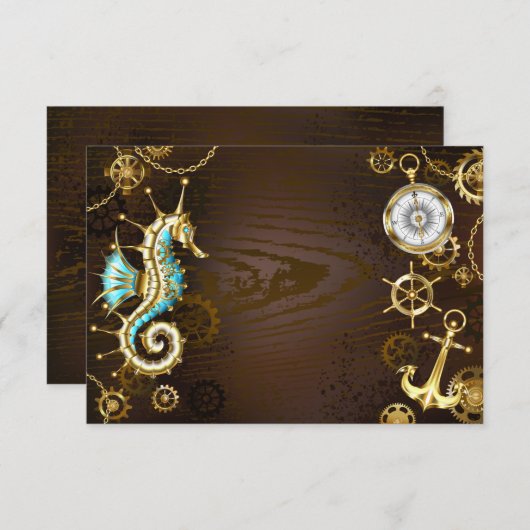 木製の背景(メカニカルシーホース付き) ノートカード (正面/裏面)