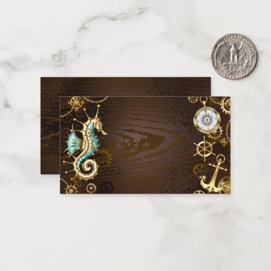 木製の背景(メカニカルシーホース付き) ノートカード (正面/裏面インサイチュ)