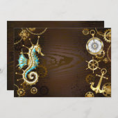 木製の背景(メカニカルシーホース付き) ノートカード (正面/裏面)