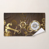 木製の背景（メカニカルシーホース付き） ハンドタオル (ハンドタオル)