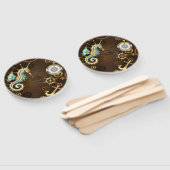 木製の背景（メカニカルシーホース付き） ハンドファン (組立なし)