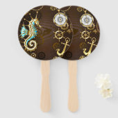 木製の背景（メカニカルシーホース付き） ハンドファン (正面&裏面)