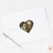 木製の背景(メカニカルシーホース付き) ハートシール (封筒)