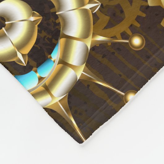 木製の背景(メカニカルシーホース付き) フリースブランケット (角)