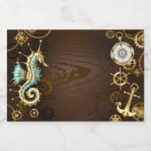 木製の背景(メカニカルシーホース付き) フードラベル (シングルラベル)