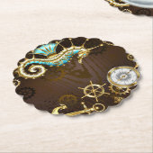 木製の背景(メカニカルシーホース付き) ペーパーコースター (アングル)