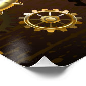 木製の背景（メカニカルシーホース付き） ポスター (コーナー)