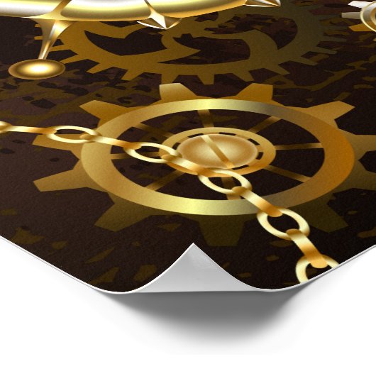 木製の背景(メカニカルシーホース付き) ポスター (角)