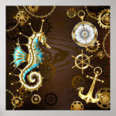 木製の背景(メカニカルシーホース付き) ポスター (正面)