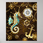 木製の背景(メカニカルシーホース付き) ポスター (正面)