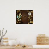 木製の背景(メカニカルシーホース付き) ポスター (キッチン)