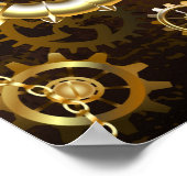 木製の背景（メカニカルシーホース付き） ポスター (角)