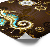 木製の背景(メカニカルシーホース付き) ポスター (角)