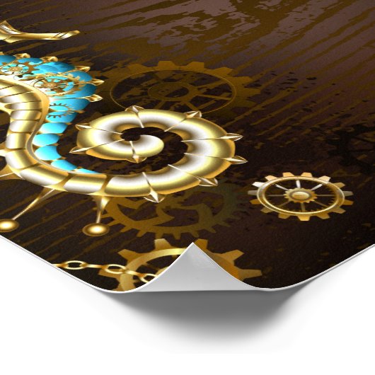 木製の背景(メカニカルシーホース付き) ポスター (角)