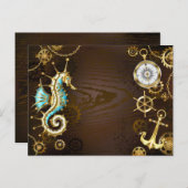 木製の背景（メカニカルシーホース付き） ポストカード (正面/裏面)