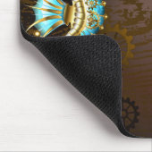 木製の背景（メカニカルシーホース付き） マウスパッド (コーナー)