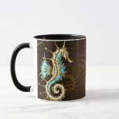 木製の背景(メカニカルシーホース付き) マグカップ (左)