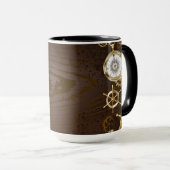 木製の背景(メカニカルシーホース付き) マグカップ (正面右)