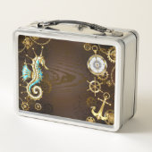 木製の背景（メカニカルシーホース付き） メタルランチボックス (裏面)