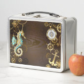 木製の背景（メカニカルシーホース付き） メタルランチボックス (インサイチュ)