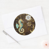 木製の背景(メカニカルシーホース付き) ラウンドシール (封筒)