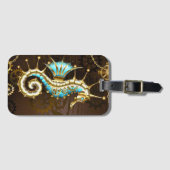 木製の背景(メカニカルシーホース付き) ラゲッジタグ (正面横)