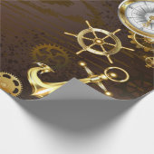 木製の背景(メカニカルシーホース付き) ラッピングペーパー (角)